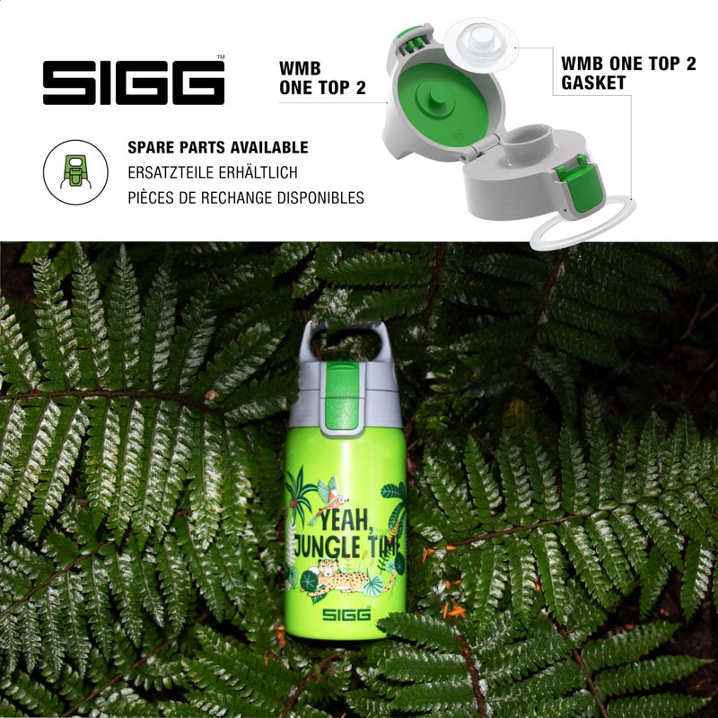 SIGG - Kids Water Bottle - Shield ONE Jungle - Leakproof - Lightweight - BPA Free - Stainless Steel - Green With Leopard - 17 Oz - Image 4